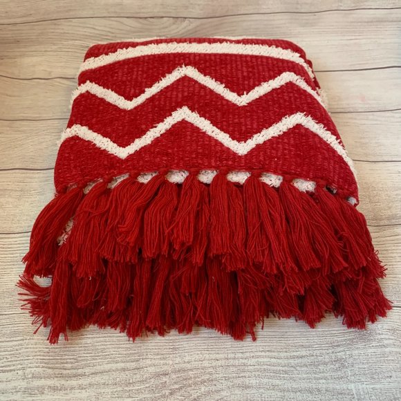 Rachel Ashwell The Farmhouse Decorative Throw Blanket 50x60" Chevron Fringe - Picture 6 of 16